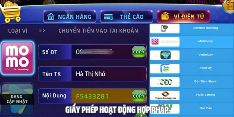 Giấy phép hoạt động hợp pháp